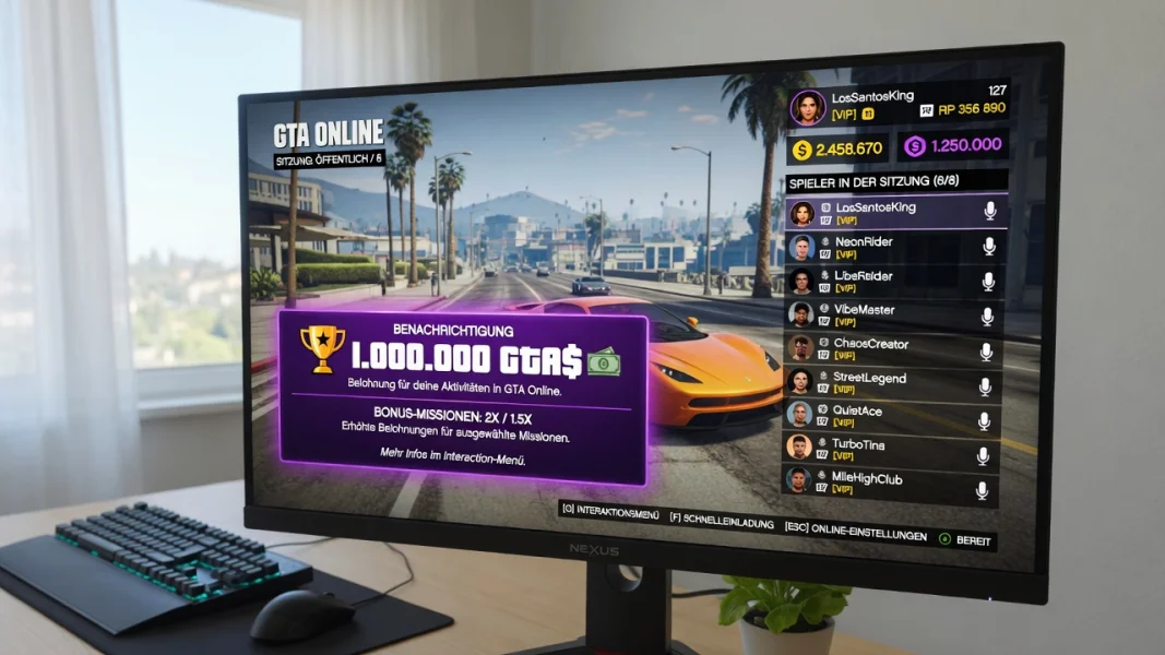 GTA Online verschenkt 1 Million Dollar und bietet Bonus-Missionen ab 6. August