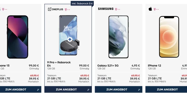 21 GB Datenvolumen: iPhone 12 (128 GB) für einmalig 4,95 € und monatlich 39,95 €