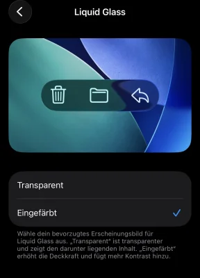 iOS 26.1, iPadOS 26.1 & „Liquid Glass“: Das ist das neue Menü zum Anpassen des Glas-Effekts
