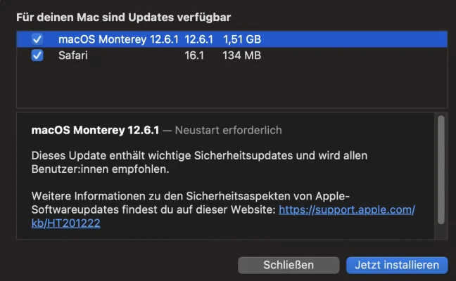 Apple veröffentlicht mit macOS 12.6.1 & macOS 11.7.1 wichtige Sicherheitsupdates