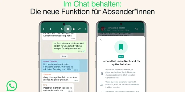 WhatsApp: Nachrichten in selbstlöschenden Chats können mit Zustimmung gespeichert werden