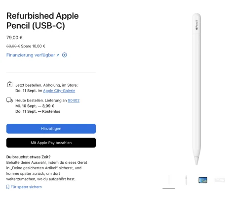 Apple Pencil Pro: Apple verkauft jetzt in Deutschland generalüberholte Pro-Stifte