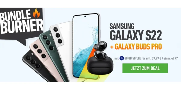 Samsung Galaxy S22 inkl. Galaxy Buds Pro für nur 49 Euro, 60 GB im o2-Netz effektiv geschenkt
