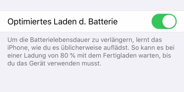 Optimiertes Laden der Batterie - neues Feature in iOS 13