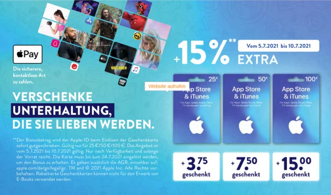 Bonusguthaben für iTunes-Karten: Bis zum Wochenende 15 Prozent extra bei ALDI