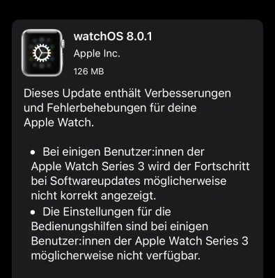 Apple Watch erhält Update: watchOS 8.0.1 verfügbar