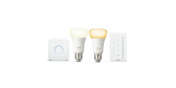 Philips Hue White Amb. E27 2er Starter Set mit Bridge & Dimmschalter heute 45€ günstiger
