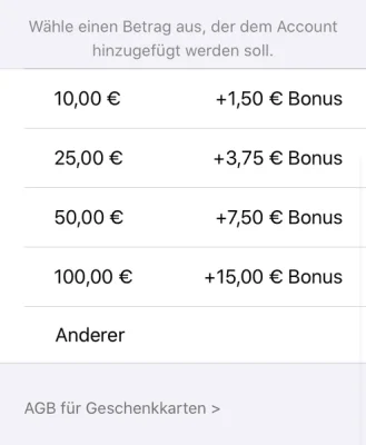 Bonusguthaben für iTunes-Karten: 15 Prozent extra bei Apple