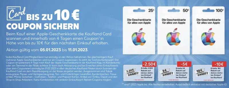 Nutzer der Kaufland-Card erhalten Einkaufsgutschein beim Kauf einer Apple Gift Card