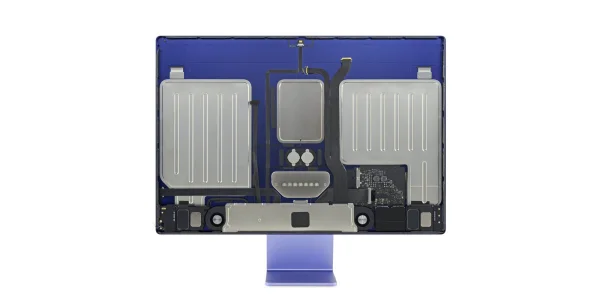 So sieht der iMac M1 von innen aus: Wenig Computer, viel Luft und Gehäuse