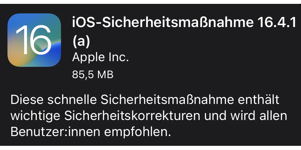 iOS 16.4.1 (a) & iPadOS 16.4.1 (a): Apple veröffentlicht schnelle Sicherheitsmaßnahme