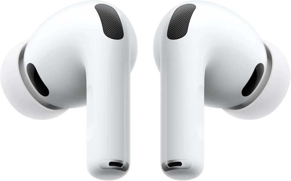 iPhone mit deutschem Update-Bildschirm für AirPods-Firmware 9A5336b neben AirPods Pro 3 auf hellem Tisch.