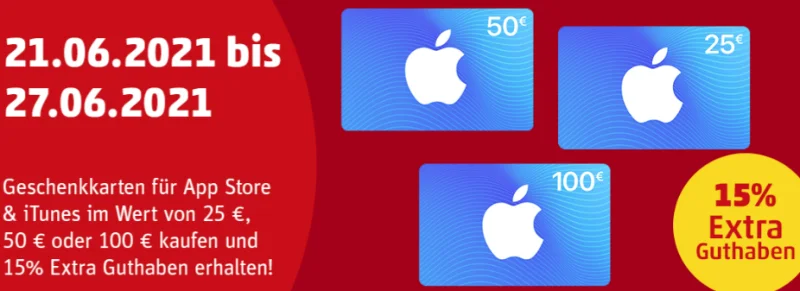 Bonusguthaben für iTunes-Karten: 15 Prozent extra bei Edeka (Update: 15% auch bei Penny)