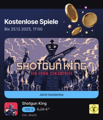 „Shotgun King: The Final Checkmate“ für iOS und iPadOS kostenlos im Epic Games Store
