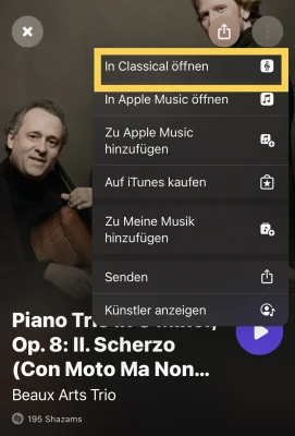 Shazam unterstützt mit Version 15.33 Apple Music Classical