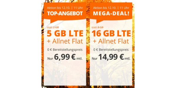 Megaknaller: 16 GB Allnet-Flat für 14,99 €