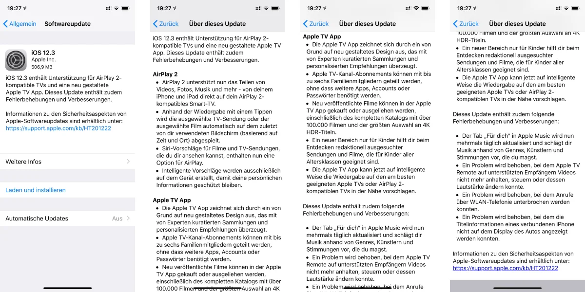 Apple veröffentlicht iOS 12.3 & tvOS 12.3 mit neuer TV-App, watchOS 5.2.1 & macOS 10.14.5 sind ebenso verfügbar