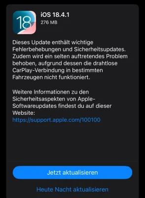 iOS 18.4.1 & iPadOS 18.4.1: Fehlerbehebungen und wichtige Sicherheitsupdates erschienen