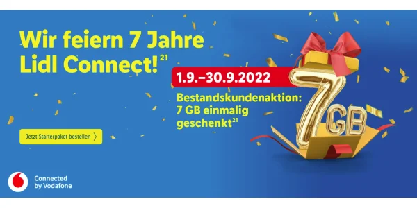 7 GB Datenvo­lu­men kostenlos mit Lidl Connect