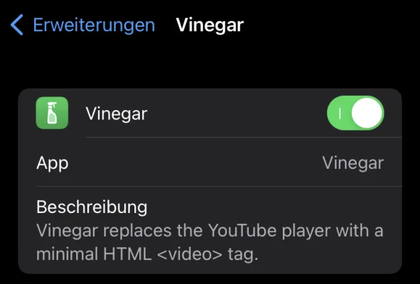Safari-Erweiterung "Vinegar" spielt YouTube-Videos ohne Werbung Bild-in-Bild & im Hintergrund ab