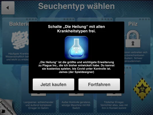 "The Cure": Add-On für Plague Inc. aktuell kostenlos via Update