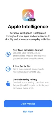 Zugang zu "Apple Intelligence" in iOS 18.1 wird durch eine Warteliste beschränkt