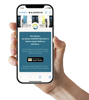 SANIFAIR Wert-Bons können jetzt auch in der Apple Wallet gespeichert werden