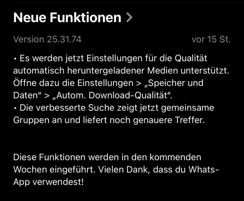 WhatsApp: Medien können jetzt automatisch in HD heruntergeladen werden
