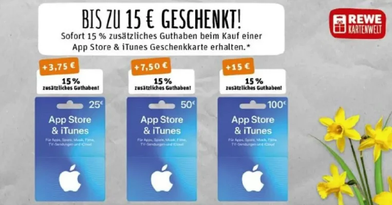 Bis zu 20 Prozent Bonusguthaben für iTunes-Karten bei Rewe & Kaufland