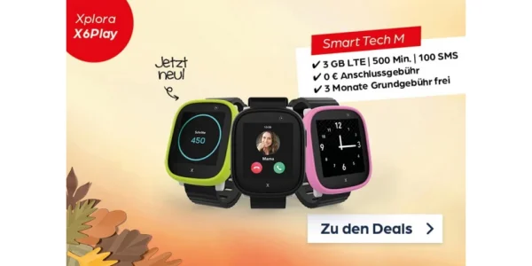 Smartwatches für Kinder: 3 GB LTE + 500 Minuten + 100 SMS für effektiv 2,70 € im Monat