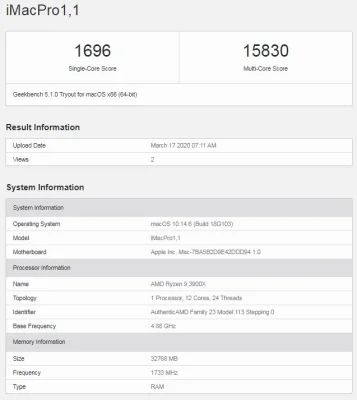 Weiterer Fund bei GeekBench zeigt Ergebnisse von iMac & Mac Pro mit AMD-Prozessor