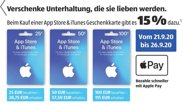 Bonusguthaben für iTunes-Karten: Diese Woche 15 Prozent extra bei Aldi Süd & Aldi Nord