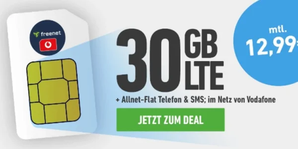 Wahnsinn: 30 GB Allnet-Flat im Netz von Vodafone nur 12,99 €