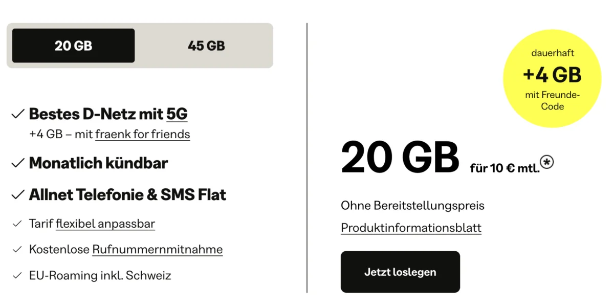fraenk ab sofort mit 5 GB mehr Datenvolumen