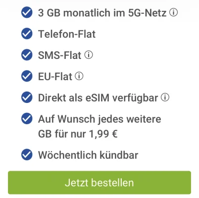 GMX FreePhone: Komplett kostenloser eSIM-Handytarif mit Telefonie-Flat & 3 GB Datenvolumen