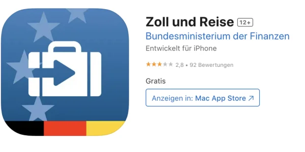 „Zoll und Reise“: Bundesministerium der Finanzen stellt die iPhone-App ein