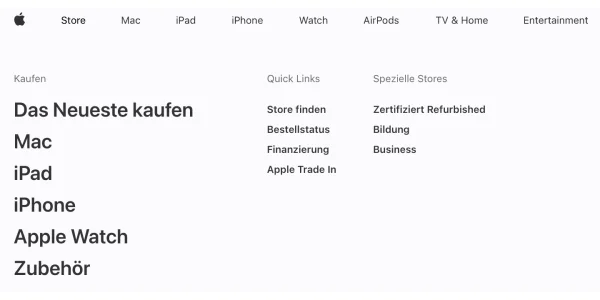 Apple strukturiert seine Webseite um: Neue Menüs & Kategorien