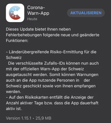 Corona-Warn-App 1.15.1 vernetzt Datenaustausch mit der Schweiz