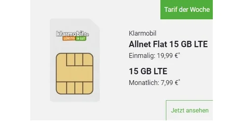 [Nur noch bis morgen] Preiskracher: 15 GB Allnet-Flat (Vodafone) nur 7,99 € monatlich