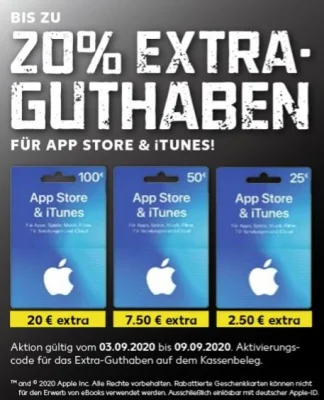 Bonusguthaben für iTunes-Karten: Diese Woche bis zu 20 Prozent extra bei Rossmann & Rewe (Update)