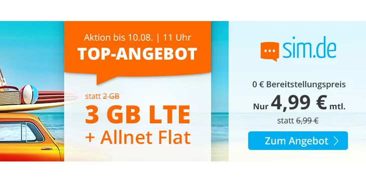 Unschlagbar: 3 GB Allnet-Flat für 4,99 €