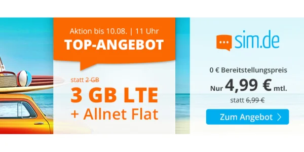 Unschlagbar: 3 GB Allnet-Flat für 4,99 €
