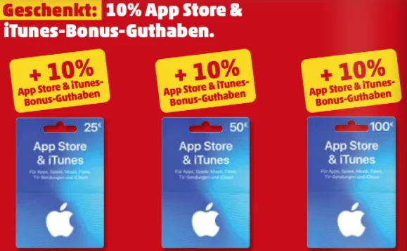 Bonusguthaben für iTunes-Karten: 10 Prozent extra bei Penny