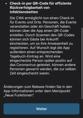 Corona-Warn-App Version 2.0.3 jetzt mit anonymer Check-in-Funktion