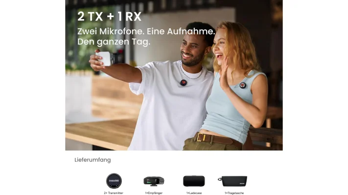 Insta360 Mic Pro: Lavalier-Mikrofon mit E-Ink-Display und 32-Bit-Float-Audio