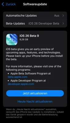 iOS 26 & iPadOS 26: Apple veröffentlicht Entwickler-Beta 9 und Public Beta 6