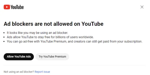 YouTube sperrt Nutzer mit Werbeblocker aus