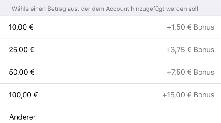 Apple vergibt 15 Prozent Bonus für iTunes-Guthaben bei Aufladungen via App Store & iTunes
