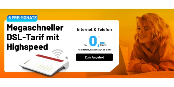 DSL-Anschluss 6 Monate umsonst: 50000er Leitung für effektiv 24,48 Euro