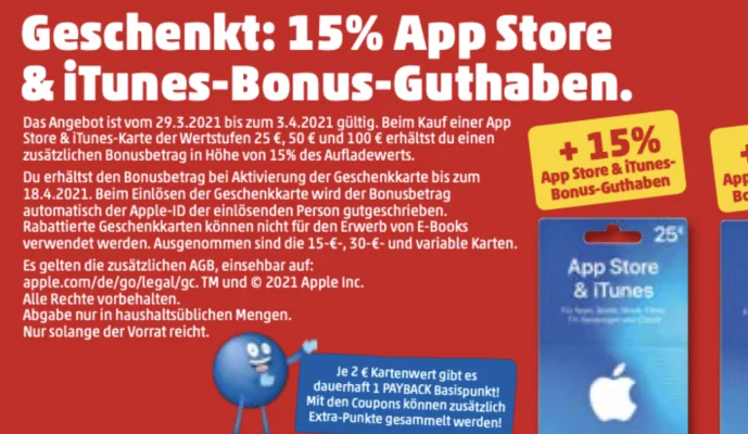 Bonusguthaben für iTunes-Karten: Bis zu 20 Prozent extra bei Rossmann & LIDL (Update #2: 15% Bonus bei Amazon)